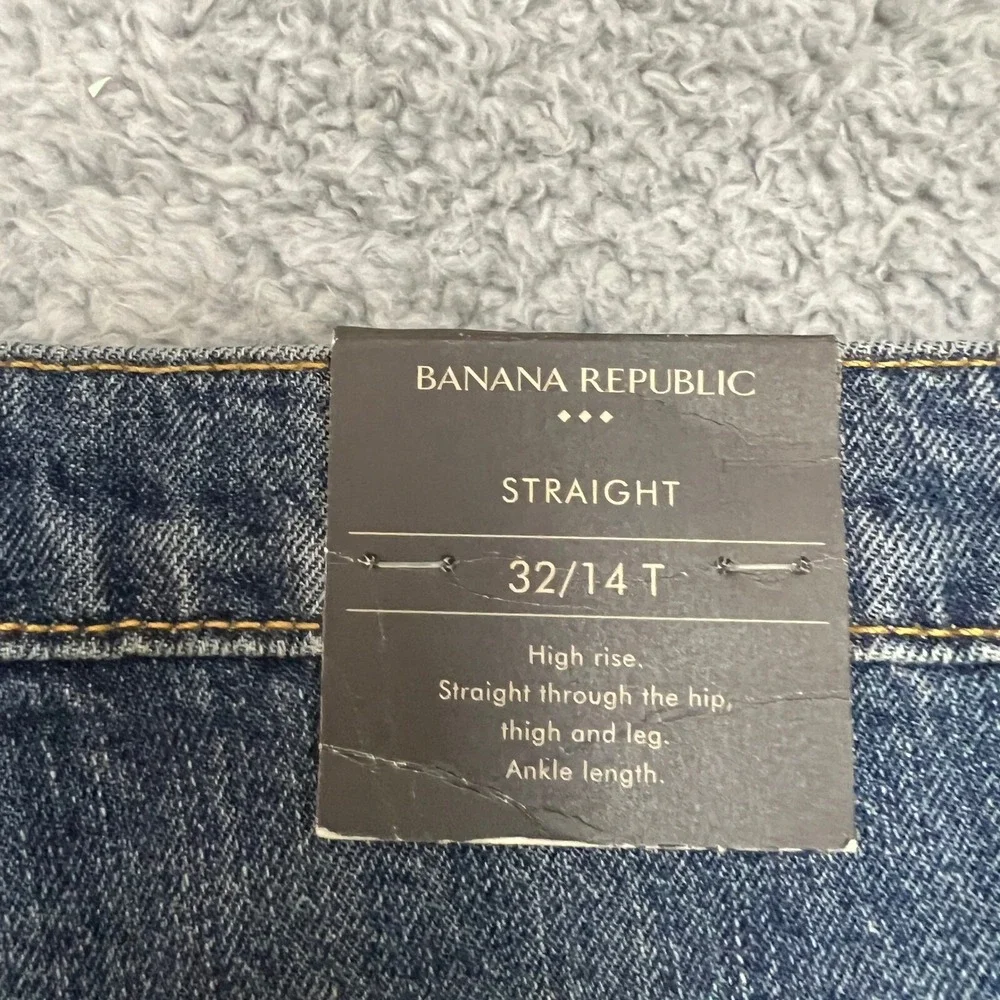 Banana Republic Straight Jeans Womens 32 Tall Blue NEW High Rise Formal Office